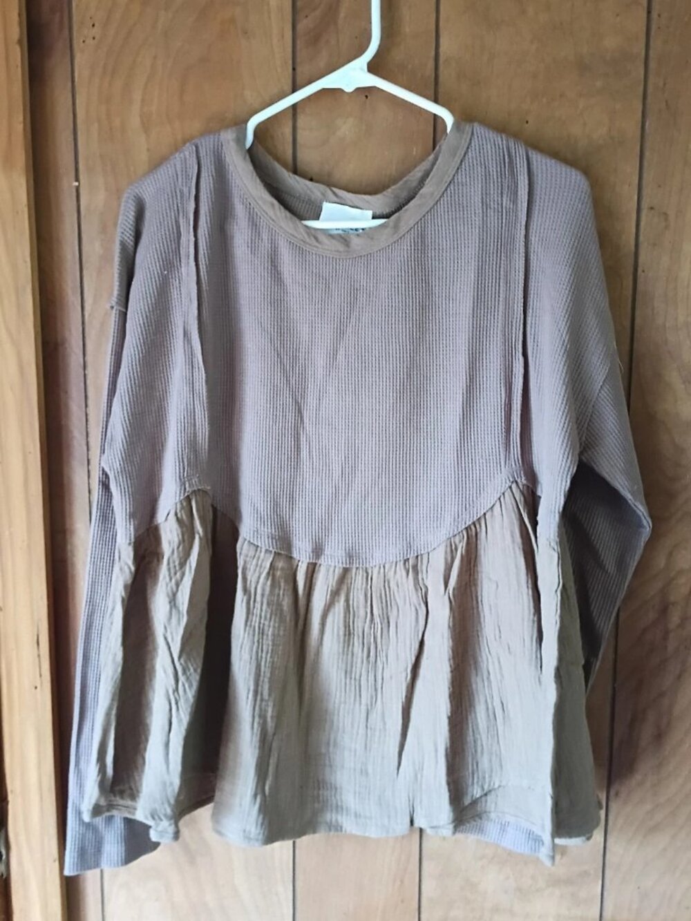 Andrée by Unit Babydoll Top NWT Size M Pullover Poly Cotton Long Sleeve
